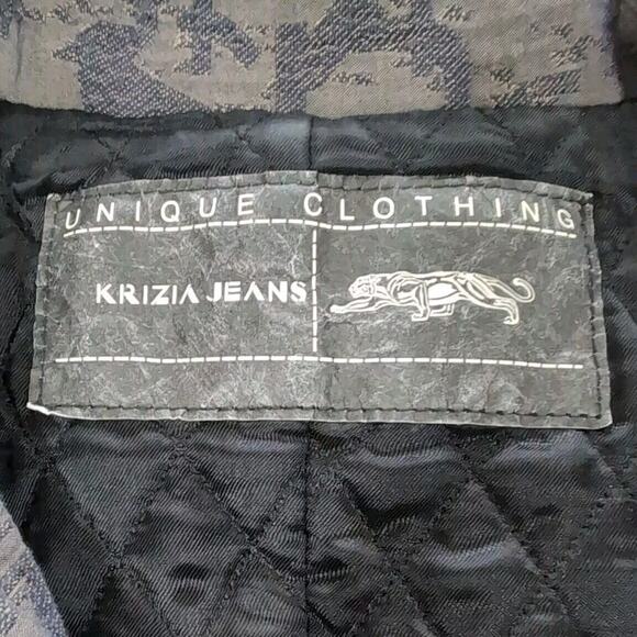 Krizia Jeans Jacket Women's Vintage Size 10 Gray Taupe Double Zip Pockets Moto - Picture 9 of 16